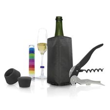 Аксессуары Набор аксессуаров Pulltex Ch&W Cooler Black Set (5 шт.), (135641), gift box в подарочной упаковке, Испания, Подарочный набор для вина из 5 предметов, Пуллтекс цена 5190 рублей