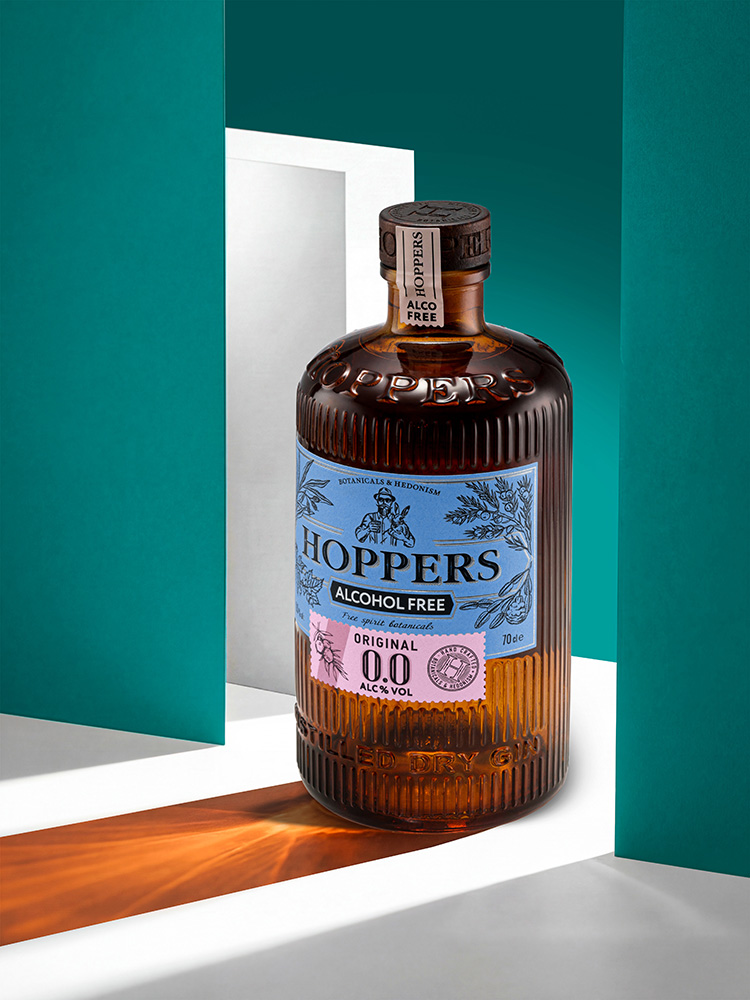 Джин безалкогольный Hoppers 0.0%, (155813), Россия, 0.7 л, Хопперс Безалкогольный 0.0%, цена 990 рублей