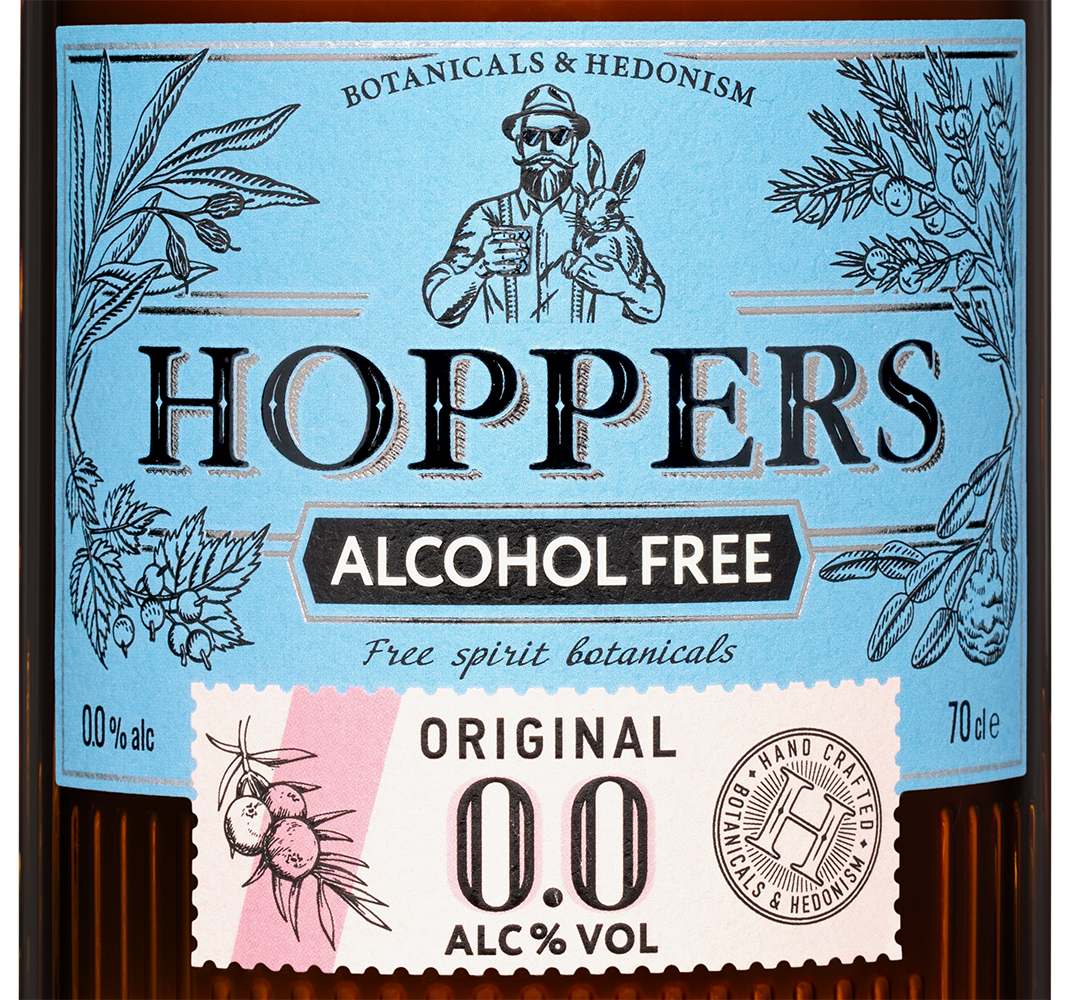 Джин безалкогольный Hoppers 0.0%, (155813), Россия, 0.7 л, Хопперс Безалкогольный 0.0%, цена 990 рублей