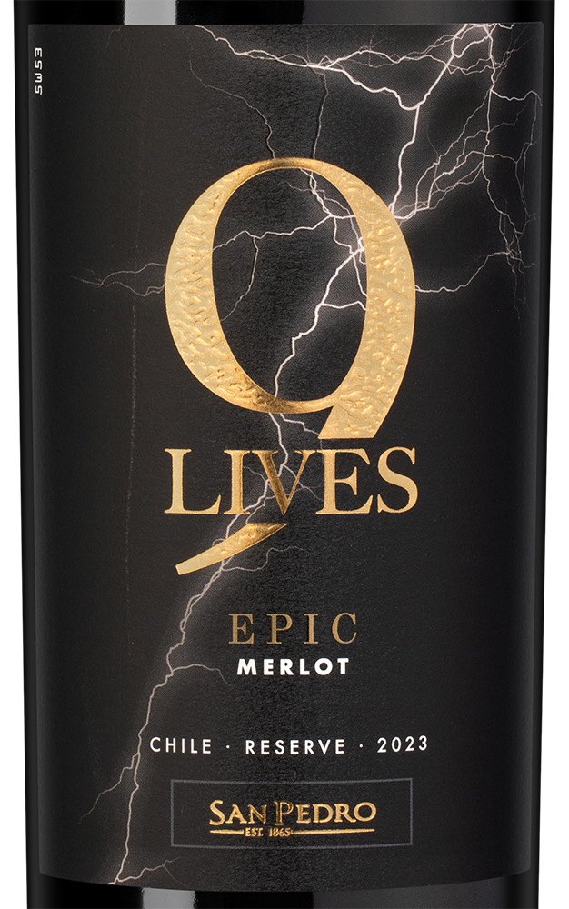 Вино 9 Lives Epic Merlot Reserve, Vina San Pedro, 2023, (154606), Чили, Центральная Долина, красное, сухое, 0.75 л, 9 Лайвс Эпик Мерло Резерв, цена 1790 рублей