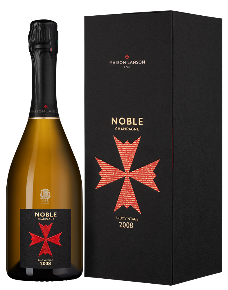 Шампанское Noble Champagne Brut в подарочной упаковке, Lanson, 2008, (156278), Франция, Шампань, белое, брют, 0.75 л, Нобль Шампань Брют, цена 59990 рублей