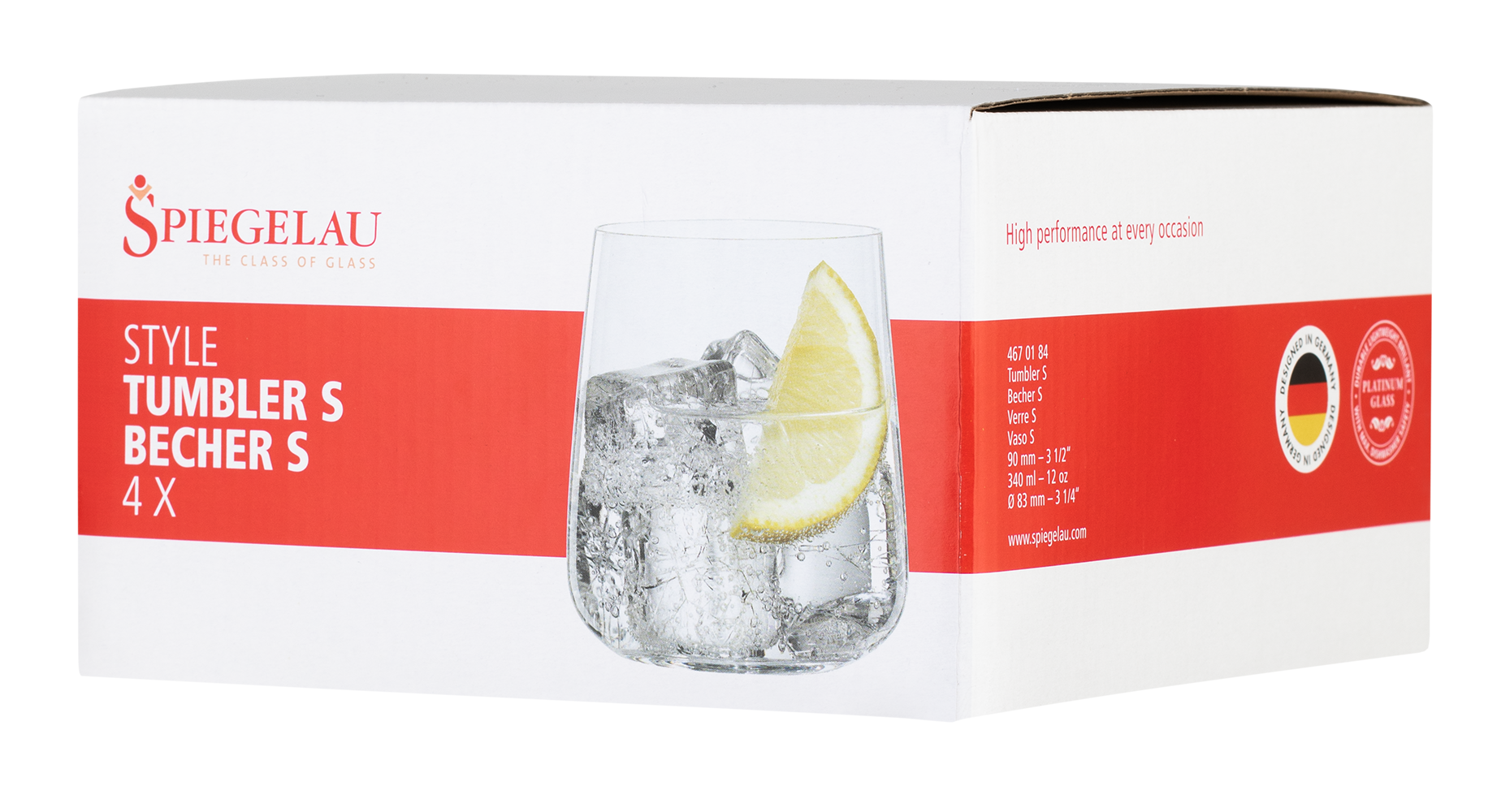 Набор из 4-х бокалов Spiegelau Style для воды и коктейлей, 0.34л, (130423), Чешская Республика, хрустальное стекло, 0.34 л, Стайл тумблер, цена 3960 рублей