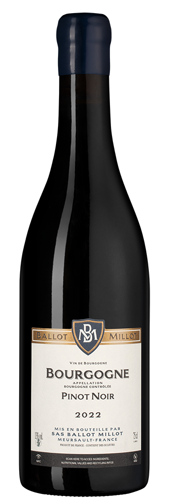 Вино Bourgogne Pinot Noir, Domaine Ballot Millot et Fils, 2022, (148991), Франция, Бургундия, красное, сухое, 0.75 л, Бургонь Пино Нуар, цена 11490 рублей