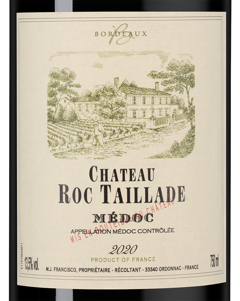 Вино Chateau Roc Taillade (Medoc), 2020, (146659), Франция, Бордо, красное, сухое, 0.75 л, Шато Рок Тайяд, цена 4990 рублей