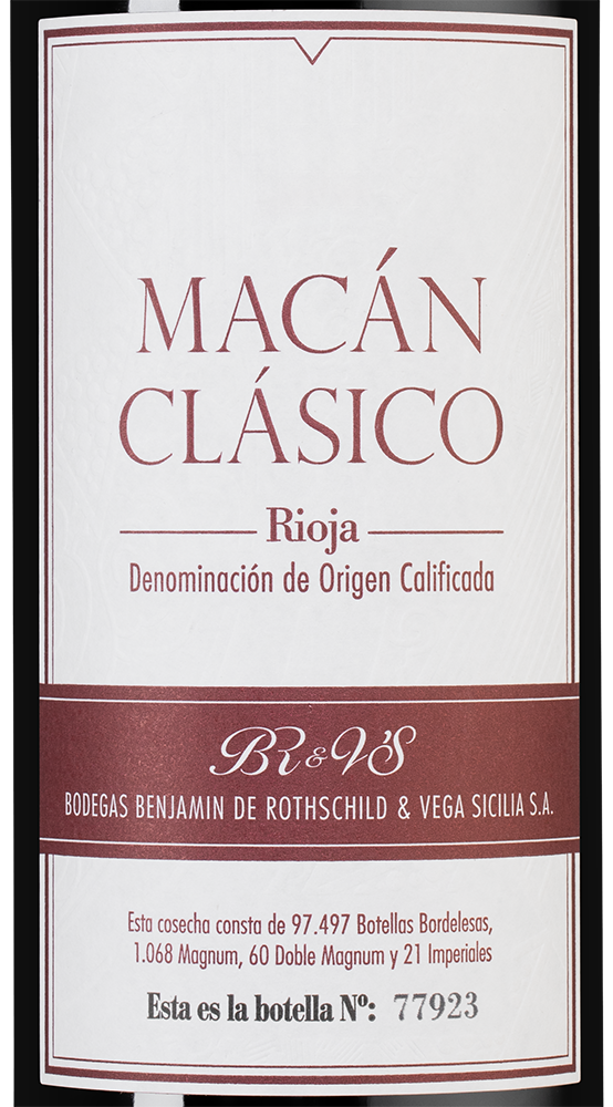 Вино Macan Clasico, Bodegas Benjamin de Rothschild & Vega Sicilia, 2020, (147919), Испания, Риоха, красное, сухое, 0.75 л, Риоха Макан Класико, цена 11490 рублей