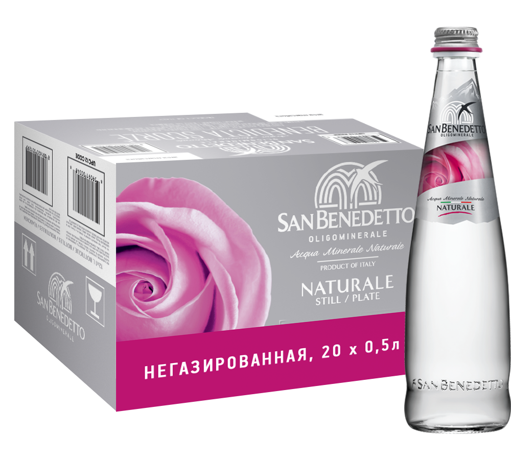Вода негазированная San Benedetto (20 шт.*0.5 л.), 0.5л, (95260), Италия, Венето, стекло, 0.5 л, Сан Бенедетто (негазированная), цена 6500 рублей