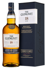 Виски The Glenlivet Aged 18 Years, (116041), gift box в подарочной упаковке, Односолодовый 18 лет, Шотландия, 0.7 л, Гленливет 18 Лет цена 12510 рублей