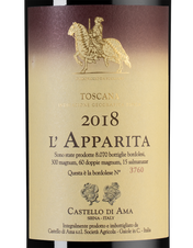 Вино L`Apparita, (139178), красное сухое, 2018 г., 0.75 л, Л`Аппарита цена 67490 рублей