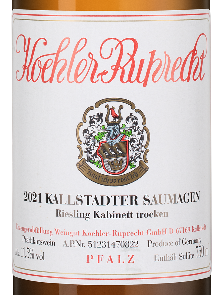 Вино Kallstadter Saumagen Riesling Kabinett, Koehler Ruprecht, 2021, (151094), Германия, Пфальц, белое, сухое, 0.75 л, Рислинг Кальштадтер Заумаген Кабинет, цена 6490 рублей