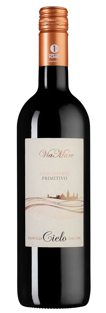 Вино Viamare Sangiovese Primitivo, Cielo, 2024, (158248), Италия, Апулия, красное, полусухое, 0.75 л, Виамаре Санджовезе Примитиво, цена 1690 рублей