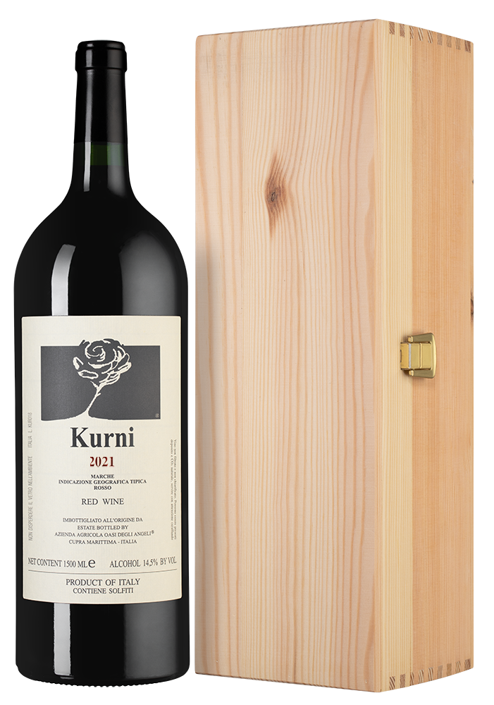 Вино Kurni в подарочной упаковке, Oasi degli Angeli, 2021, 1.5л, (145291), Италия, Марке, красное, полусладкое, 1.5 л, Курни, цена 69990 рублей