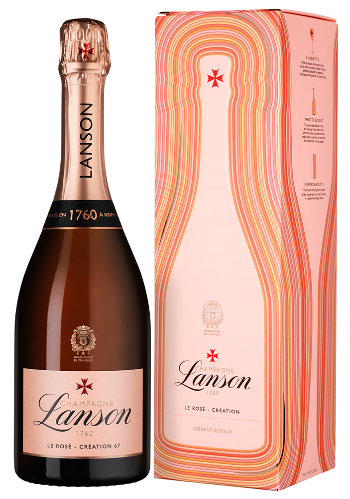 Шампанское Le Rose Creation в подарочной упаковке, Lanson, (156739), Франция, Шампань, розовое, брют, 0.75 л, Ле Розе Креасьон, цена 13293 рублей