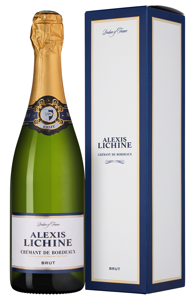 Игристое вино Cremant de Bordeaux Brut в подарочной упаковке, Alexis Lichine, (156982), Франция, Бордо, белое, брют, 0.75 л, Креман де Бордо Брют, цена 2990 рублей