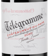 Вино Chateauneuf-du-Pape Telegramme, (138788), красное сухое, 2020 г., 0.75 л, Шатонеф-дю-Пап Телеграмм цена 10490 рублей