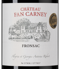 Вино Chateau Fan Carney (Fronsac), (151287), красное сухое, 2019, 0.75 л, Шато Фан Карнэ цена 3290 рублей