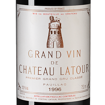 Вино Chateau Latour (Pauillac), 1996, (100745), Франция, Бордо, красное, сухое, 0.75 л, Шато Латур, цена 314990 рублей