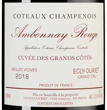 Вино Ambonnay Rouge Cuvee des Grands Cotes Vieilles Vignes, (125883), красное сухое, 2018 г., 0.75 л, Амбоне Руж Кюве де Гран Кот Вьей Винь цена 54990 рублей