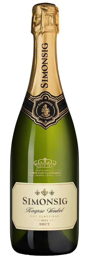 Игристое вино Kaapse Vonkel Brut, Simonsig, 2024, (156438), Южная Африка, Вестерн Кейп, белое, экстра брют, 0.75 л, Каапс Вонкель Брют, цена 3490 рублей