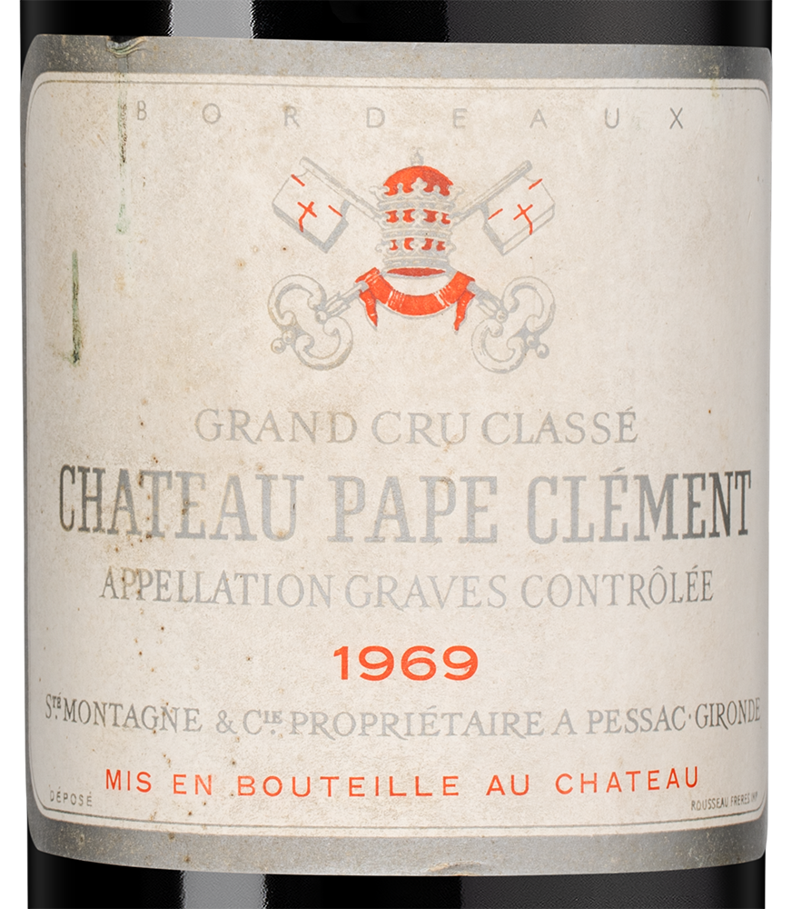 Вино Chateau Pape Clement Rouge (Pessac-Leognan), 1969, (150668), Франция, Бордо, красное, сухое, 0.75 л, Шато Пап Клеман Руж, цена 87490 рублей