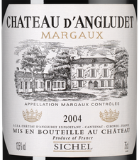 Вино Chateau d'Angludet, (130772), красное сухое, 2004 г., 0.75 л, Шато д'Англюде цена 12690 рублей