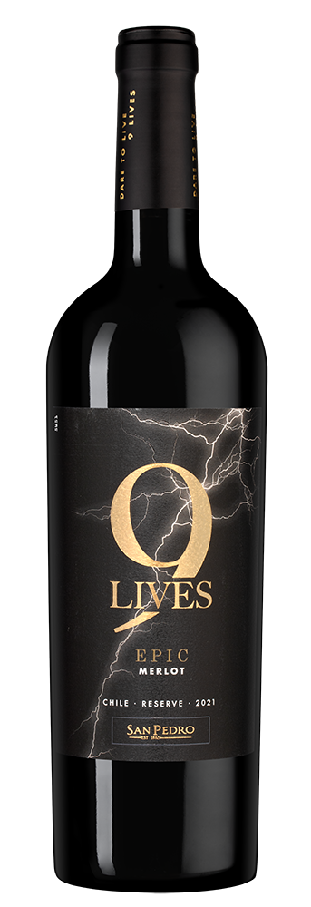 Вино 9 Lives Epic Merlot Reserve, Vina San Pedro, 2021, (141707), Чили, Центральная Долина, красное, сухое, 0.75 л, 9 Лайвс Эпик Мерло Резерв, цена 1790 рублей