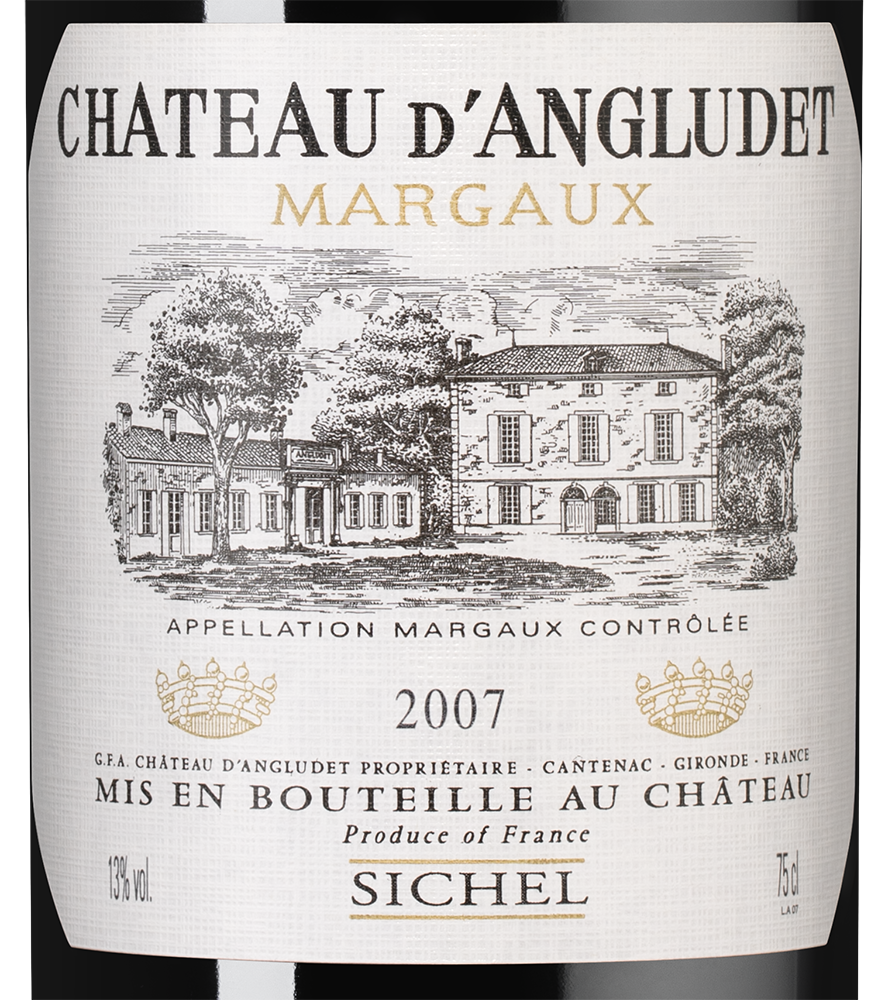 Вино Chateau Angludet (Margaux), 2007, (130775), Франция, Бордо, красное, сухое, 0.75 л, Шато д'Англюде, цена 17490 рублей