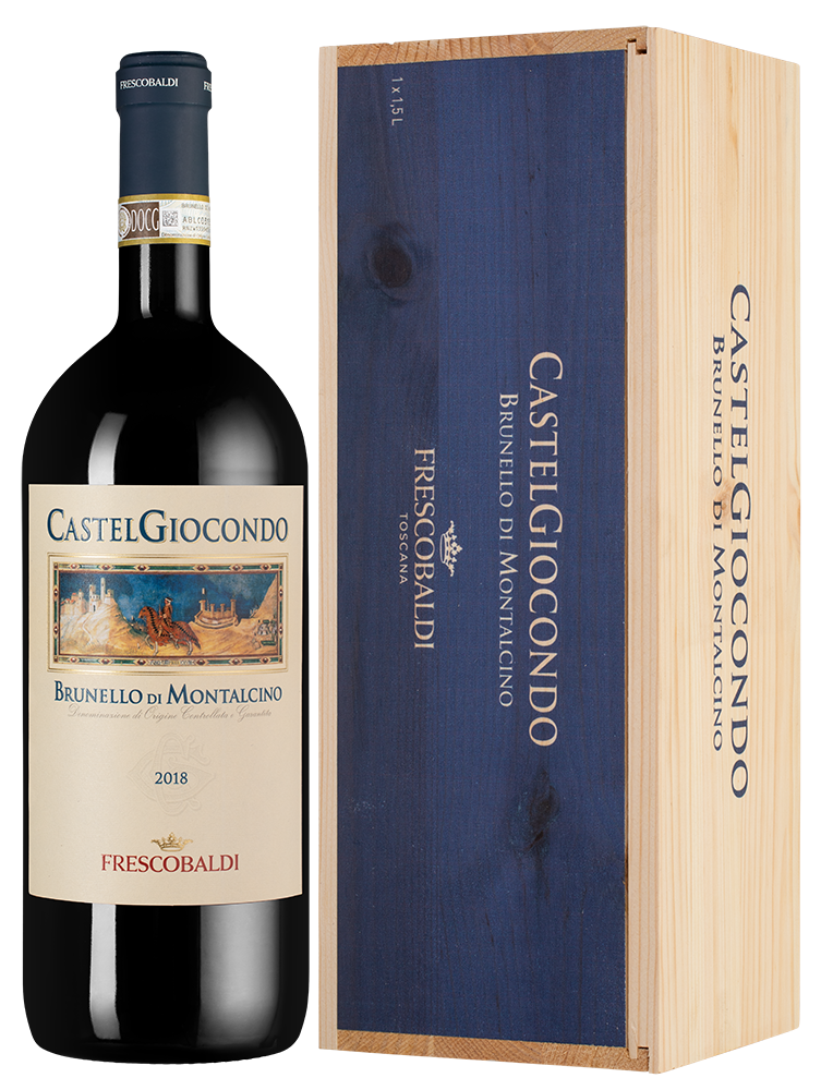 Вино Brunello di Montalcino Castelgiocondo в подарочной упаковке, Frescobaldi, 2018, 1.5л, (143592), Италия, Тоскана, красное, сухое, 1.5 л, Брунелло ди Монтальчино Кастельджокондо, цена 27490 рублей