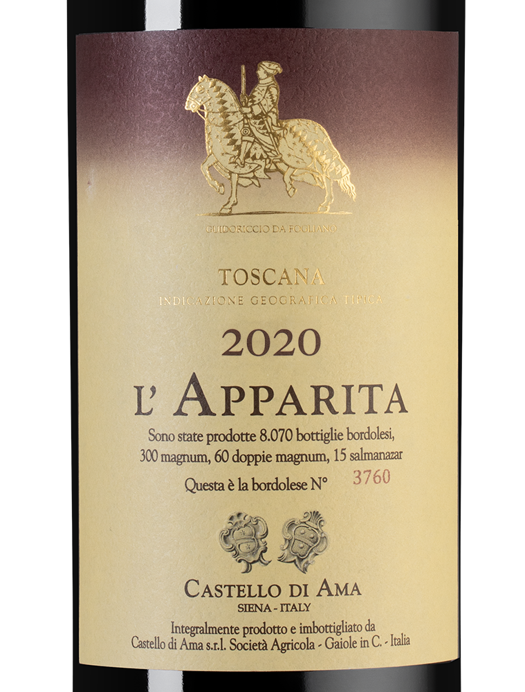 Вино L`Apparita, Castello di Ama, 2020, (145984), Италия, Тоскана, красное, сухое, 0.75 л, Л`Аппарита, цена 87490 рублей