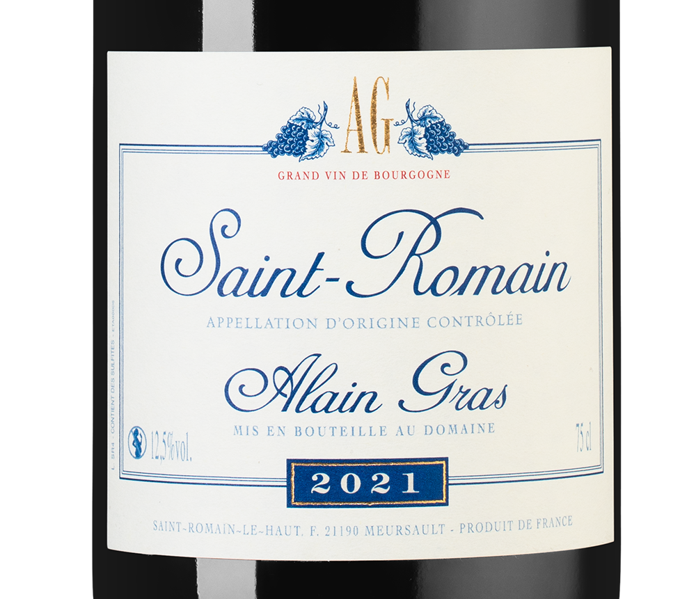 Вино Saint-Romain Rouge, Domaine Alain Gras, 2021, (141753), Франция, Бургундия, красное, сухое, 0.75 л, Сен-Ромен Руж, цена 13490 рублей
