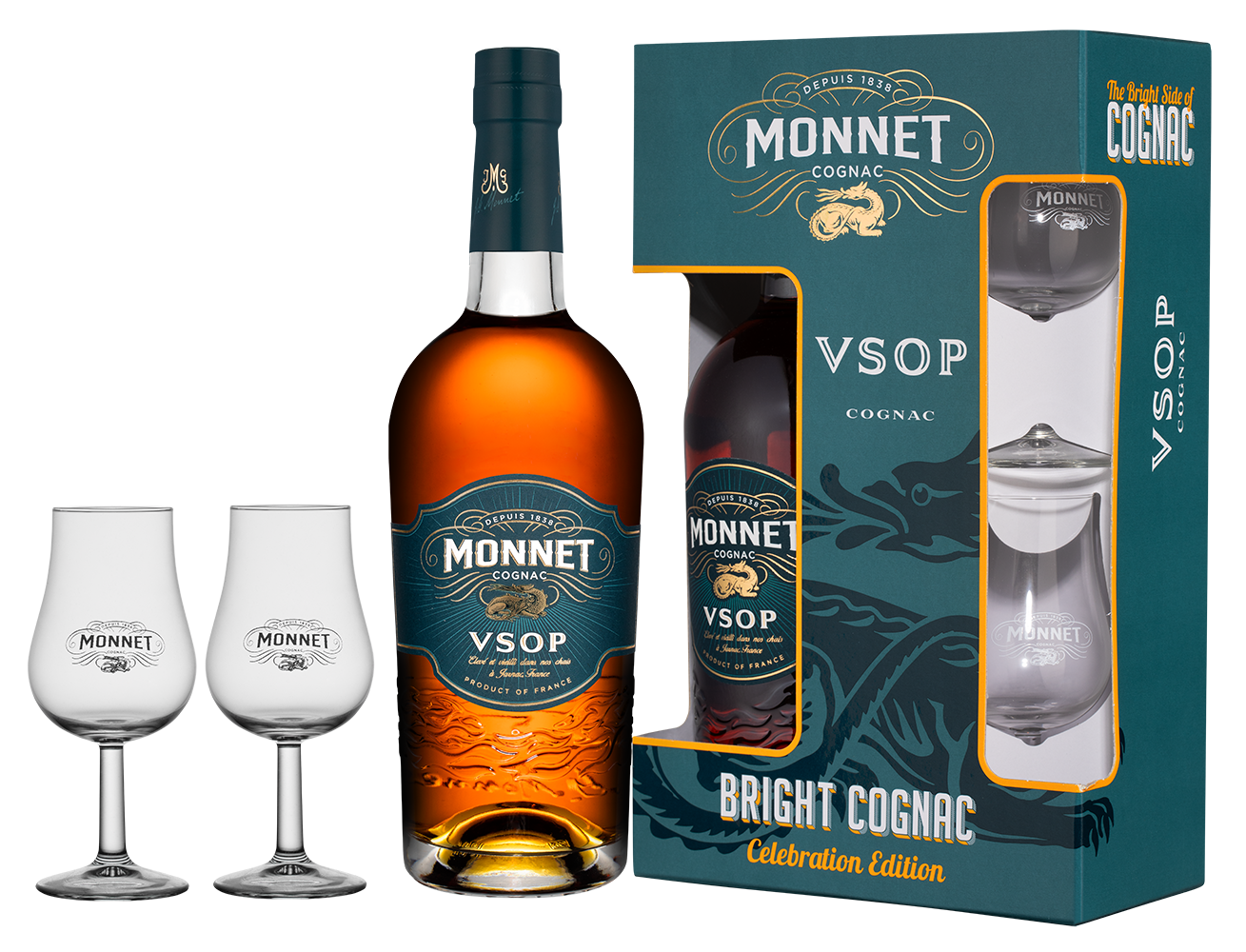 Коньяк Monnet VSOP в подарочной упаковке с 2-мя бокалами, (158401), Франция, Коньяк, 0.7 л, Монэ VSOP, цена 8490 рублей
