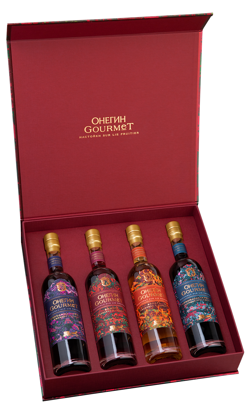 Настойка ягодная сладкая в подарочном наборе (4*200 мл) Онегин Gourmet "Сказка", 0.2л, (140945), Россия, 0.2 л, Подарочный набор (4х200 мл) Онегин Gourmet, цена 6490 рублей