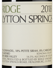Вино Lytton Springs, (123057), красное сухое, 2018 г., 0.75 л, Литтон Спрингз цена 12130 рублей