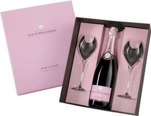 Шампанское Louis Roederer Brut Rose c 2-мя бокалами, (130432), gift box в подарочной упаковке, розовое брют, 2014 г., 0.75 л, Луи Родерер Брют Розе + 2 бокала в подарочной коробке цена 24130 рублей