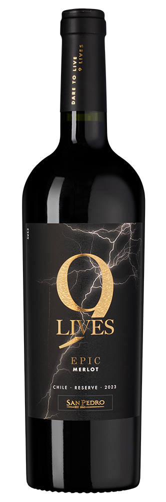 Вино 9 Lives Epic Merlot Reserve, Vina San Pedro, 2023, (154606), Чили, Центральная Долина, красное, сухое, 0.75 л, 9 Лайвс Эпик Мерло Резерв, цена 1790 рублей