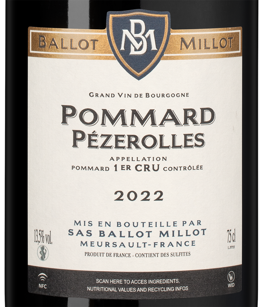 Вино Pommard Premier Cru Pezerolles, Domaine Ballot Millot et Fils, 2022, (148994), Франция, Бургундия, красное, сухое, 0.75 л, Поммар Премье Крю Пезроль, цена 44990 рублей