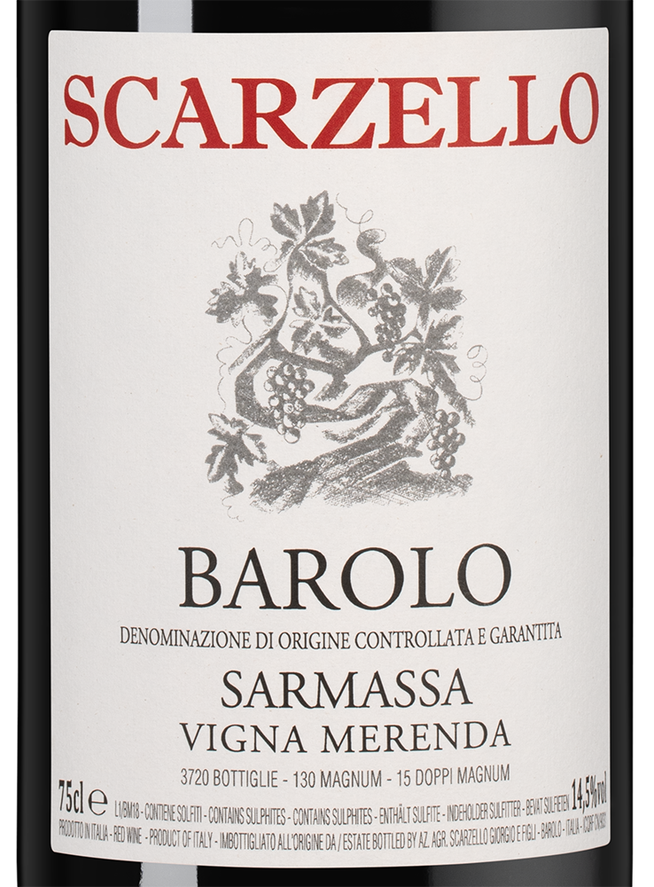 Вино Barolo Sarmassa Vigna Merenda, Scarzello, 2019, (151073), Италия, Пьемонт, красное, сухое, 0.75 л, Бароло Cармасса Винья Меренда, цена 22490 рублей