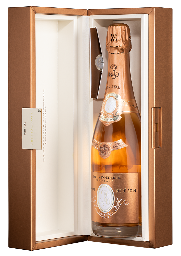 Шампанское Louis Roederer Cristal Rose в подарочной упаковке, 2014, (156671), Франция, Шампань, розовое, брют, 0.75 л, Кристаль Розе Брют, цена 152490 рублей