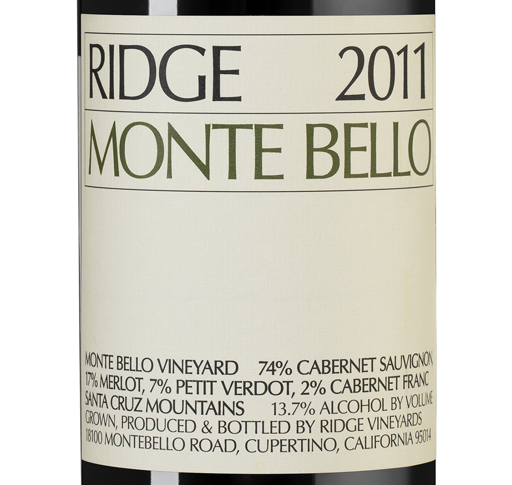 Вино Monte Bello , Ridge Vineyards, 2011, (129134), Соединенные Штаты Америки, Калифорния, красное, сухое, 0.75 л, Монте Белло, цена 114990 рублей