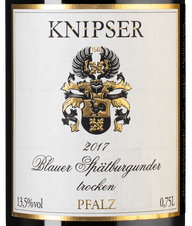 Вино Spatburgunder Blauer, (135507), красное сухое, 2017 г., 0.75 л, Шпетбургундер Блауэр цена 4990 рублей