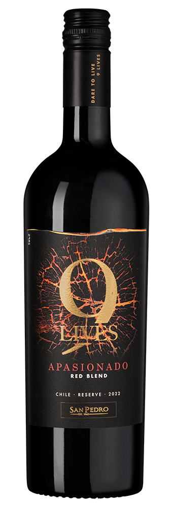 Вино 9 Lives Apasionado Red Blend Reserve, Vina San Pedro, 2022, (147645), Чили, Центральная Долина, красное, полусухое, 0.75 л, 9 Лайвс Апасионадо Резерв, цена 1790 рублей
