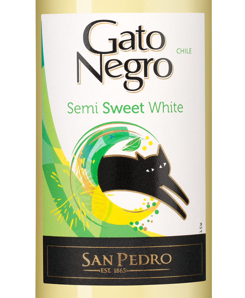 Вино Gato Negro White, Vina San Pedro, (159124), Чили, Центральная Долина, белое, полусладкое, 0.75 л, Гато Негро Уайт, цена 1190 рублей