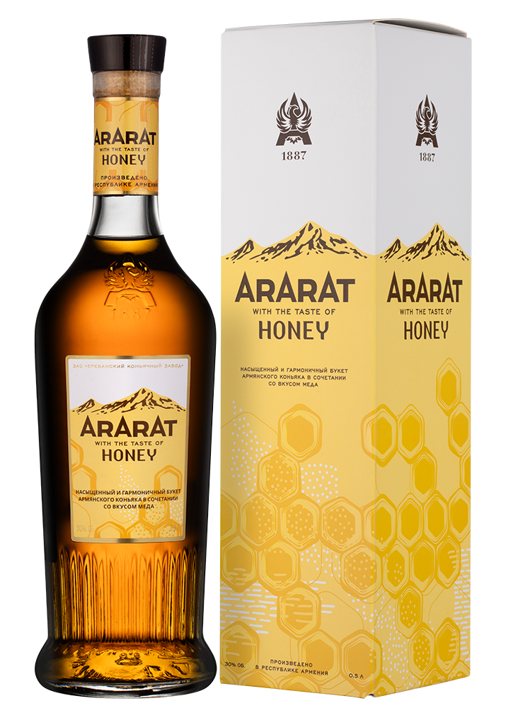 Бренди Арарат со вкусом мёда в подарочной упаковке, 0.5л, (146880), Армения, Араратская долина, 0.5 л, Арарат со вкусом мёда, цена 1690 рублей