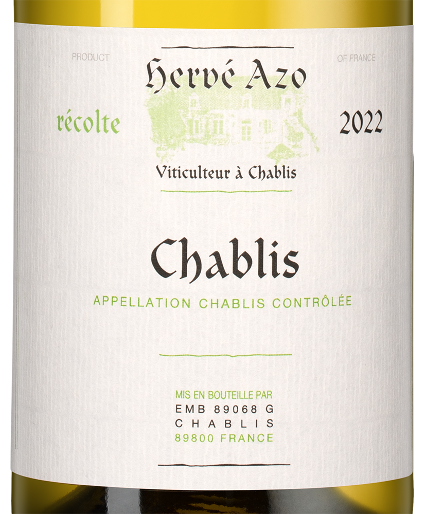 Вино Chablis, Domaine Herve Azo, 2022, (142241), Франция, Бургундия, белое, сухое, 0.75 л, Шабли, цена 6490 рублей