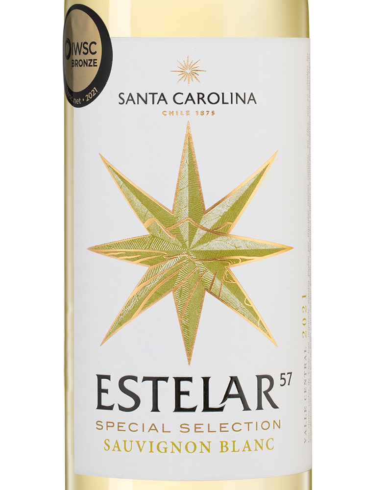 Вино Estelar Sauvignon Blanc, Santa Carolina, 2021, (139011), Чили, Центральная Долина, белое, сухое, 0.75 л, Эстелар Совиньон Блан, цена 1043 рублей