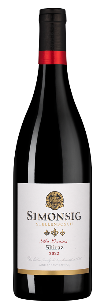 Вино Shiraz Mr Borio's, Simonsig, 2022, (155021), Южная Африка, Стелленбош, красное, сухое, 0.75 л, Шираз Мистер Борио, цена 3990 рублей