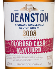 Виски Deanston 2008 Oloroso Cask, (128738), gift box в подарочной упаковке, Односолодовый 12 лет, Шотландия, 0.7 л, Динстон 2008 Олоросо Каск цена 16990 рублей
