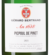 Вино Picpoul de Pinet Heritage An 1618, (143496), белое сухое, 2021 г., 0.75 л, Пикпуль де Пине Эритаж Ан 1618 цена 2990 рублей