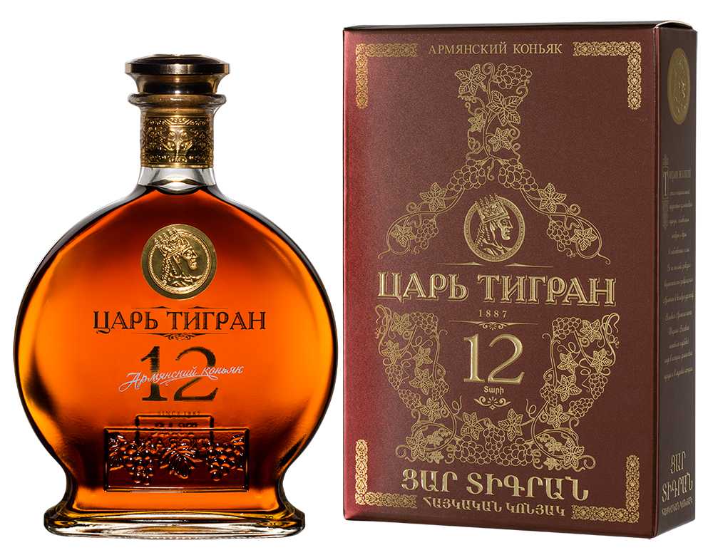 Бренди Царь Тигран 12 лет выдержки в подарочной упаковке, 0.5л, (145154), Армения, Араратская долина, 0.5 л, Царь Тигран 12 лет, цена 4990 рублей