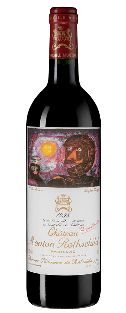 Вино Chateau Mouton Rothschild (Pauillac), 1998, (156825), Франция, Бордо, красное, сухое, 0.75 л, Шато Мутон Ротшильд, цена 279990 рублей