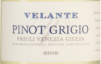 Вино Velante Pinot Grigio, (122686), белое полусухое, 2019 г., 0.75 л, Веланте Пино Гриджо цена 2890 рублей